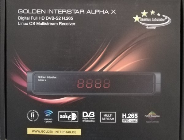 Golden Interstar ALPHA X DVB-S2 H.265 Linux OS CONAX Smart HD Digital Satellite Receiver